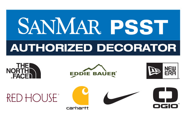 SanMar PSST Authorized Decorator brand logos